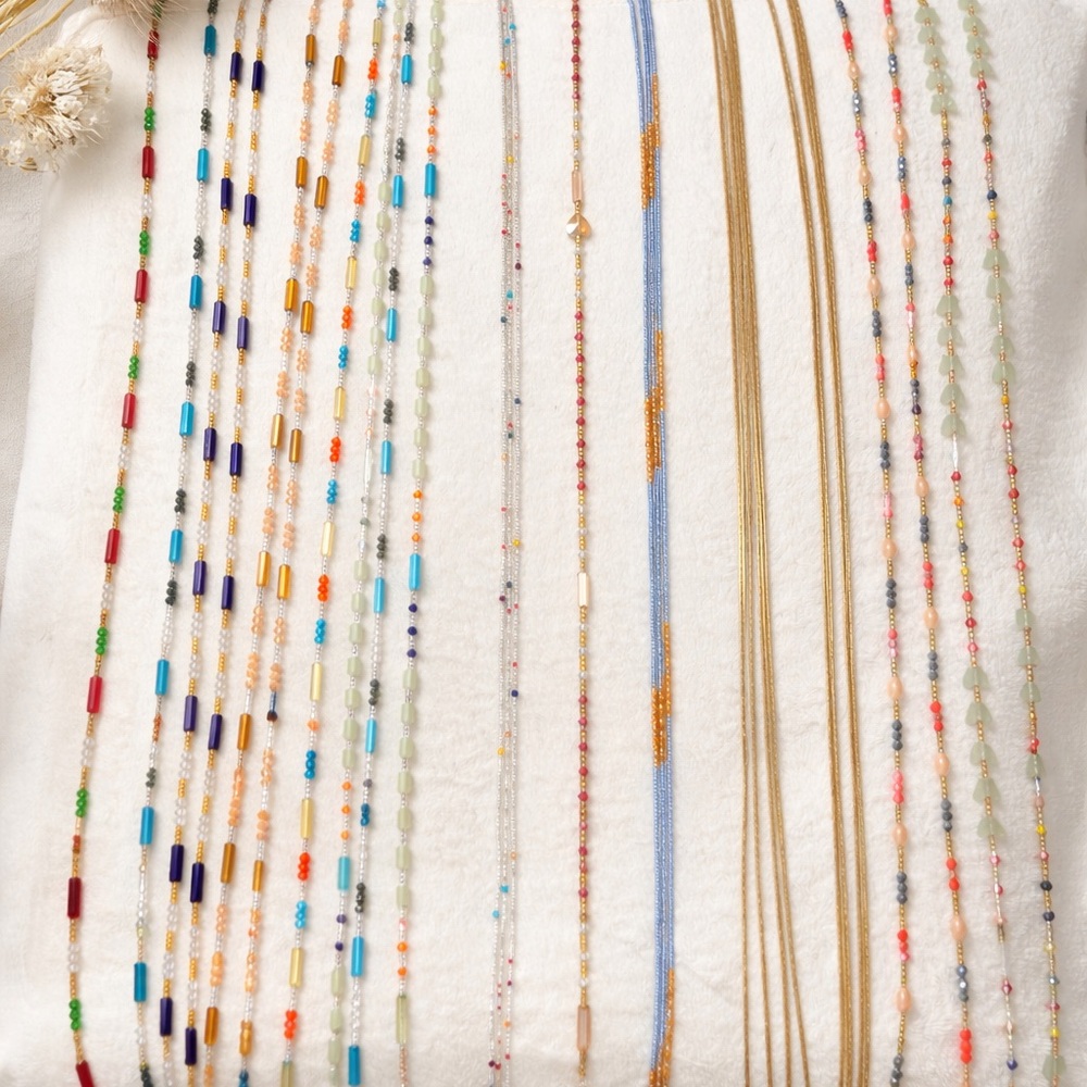 Authentic Glass/ Crystal Bead for waist, necklace. 1 , 2 , 3 strands. 45 in long